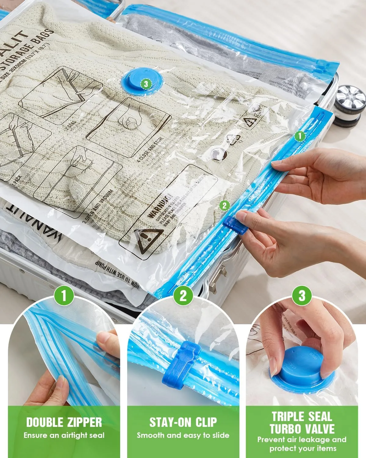 Vacuum Storage Bags for Travel, 16 Pack (4L 4M 4S 4XS) Vacuum Seal Bags with Wireless Rechargeable Electric Pump, Travel Essentials Space Saving Bag for Clothes, Luggage, Carry-on Suitcase, Backpack