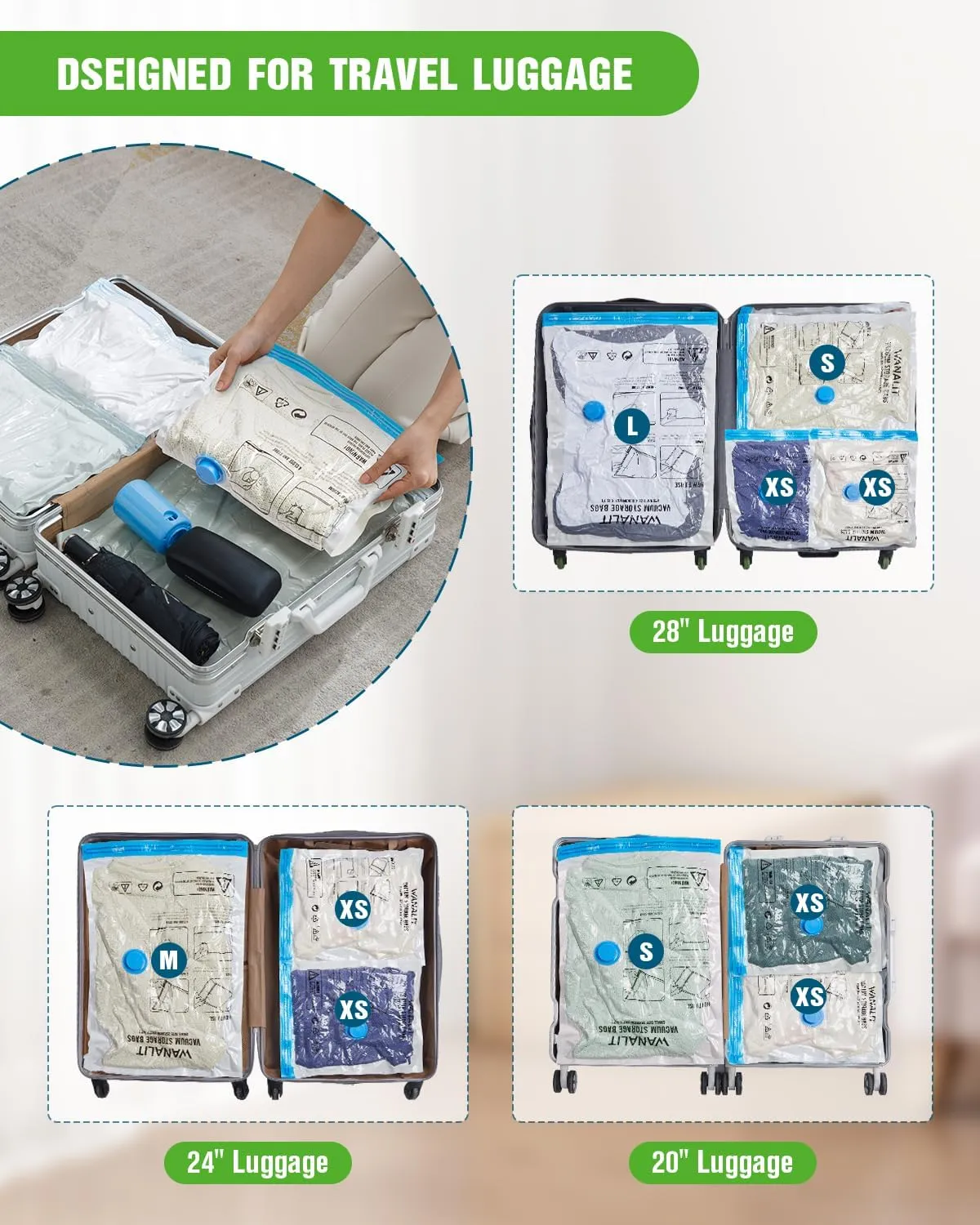 Vacuum Storage Bags for Travel, 16 Pack (4L 4M 4S 4XS) Vacuum Seal Bags with Wireless Rechargeable Electric Pump, Travel Essentials Space Saving Bag for Clothes, Luggage, Carry-on Suitcase, Backpack