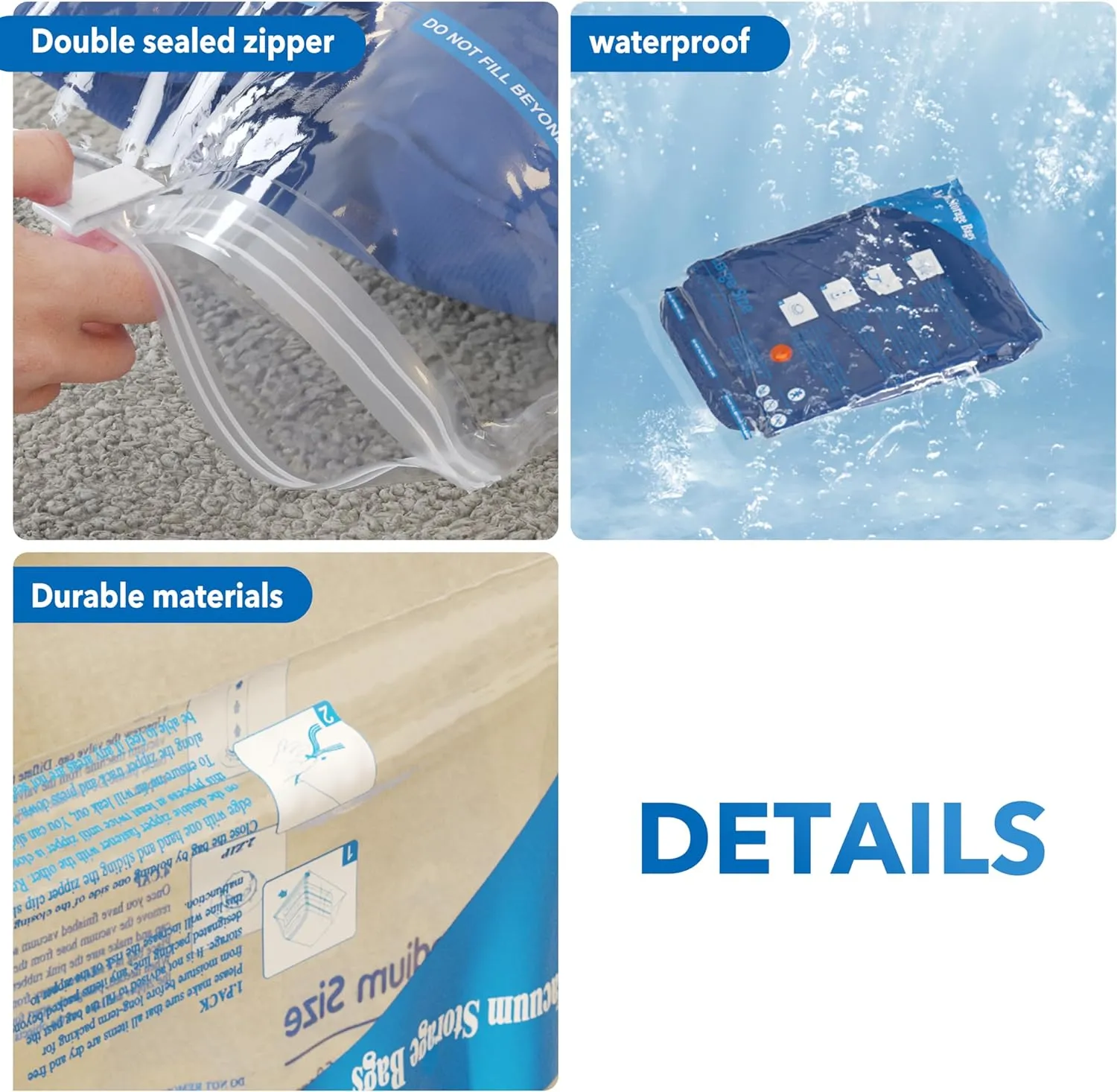 Vacuum Storage Bags with Electric Air Pump 16 Combo (4 Jumbo/4 Large/4 Medium/4 Small), Travel Vacuum Bags For Luggage, Airtight Compression Bags for Clothes, Pillows, Comforters, Blankets, Bedding