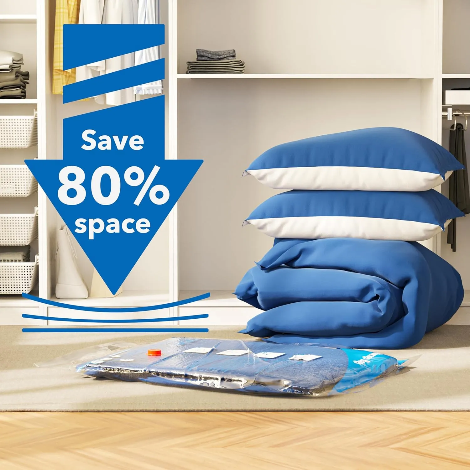 Vacuum Storage Bags with Electric Air Pump 16 Combo (4 Jumbo/4 Large/4 Medium/4 Small), Travel Vacuum Bags For Luggage, Airtight Compression Bags for Clothes, Pillows, Comforters, Blankets, Bedding