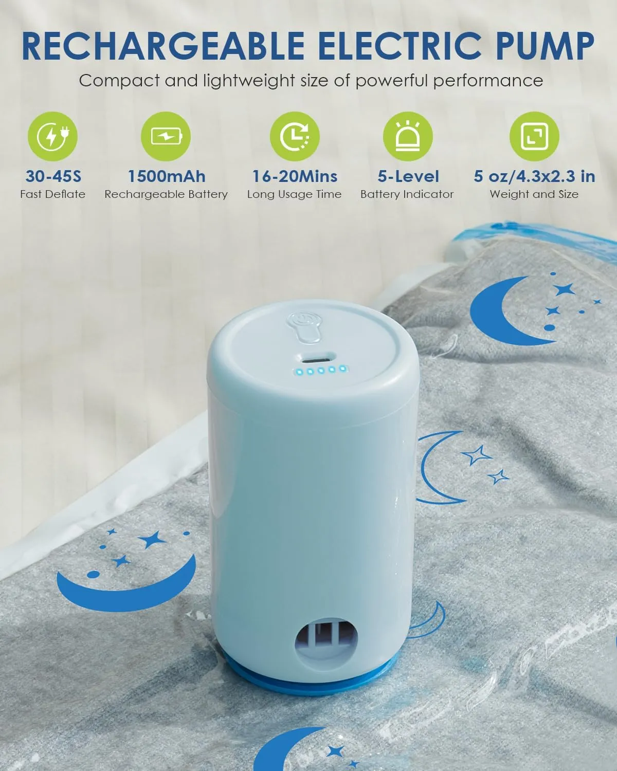 Vacuum Storage Bags with Electric Pump, 16 Pack Vacuum Sealed Bag with 1500mAh Rechargeable Battery for Clothes, Blanket, Duvets, Pillows, Comforters, Travel