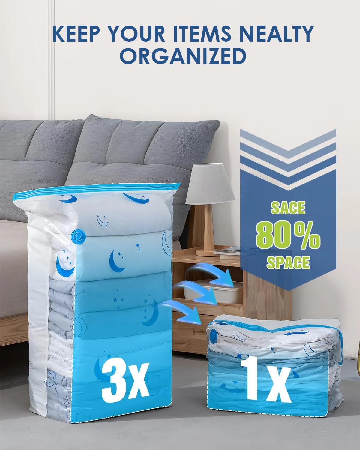 Vacuum Storage Bags with Electric Pump, 16 Pack Vacuum Sealed Bag with 1500mAh Rechargeable Battery for Clothes, Blanket, Duvets, Pillows, Comforters, Travel