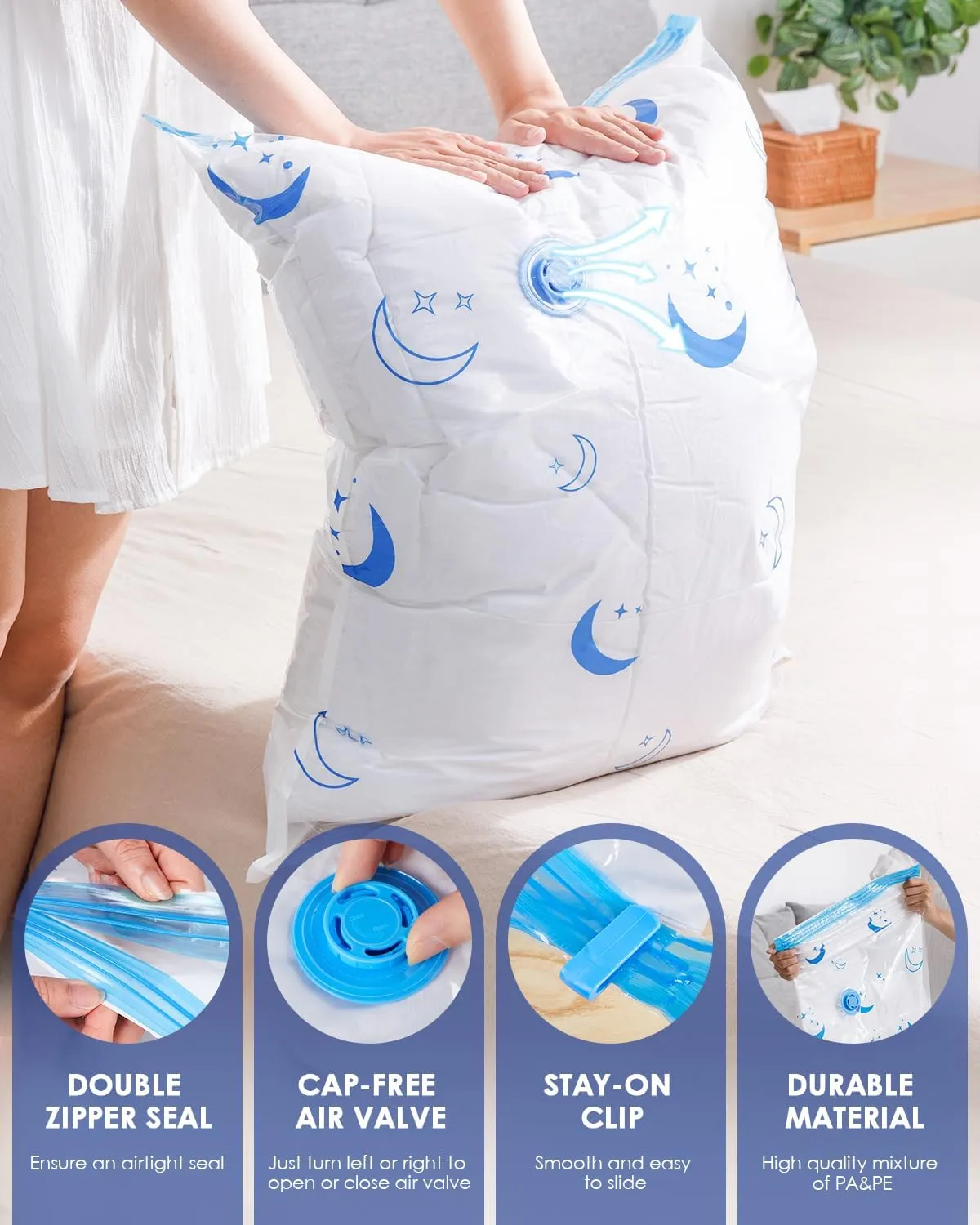 Vacuum Storage Bags with Electric Pump, 30 Pack Vacuum Sealed Bag with 1500mAh Rechargeable Battery for Clothes, Blanket, Duvets, Pillows, Comforters, Travel
