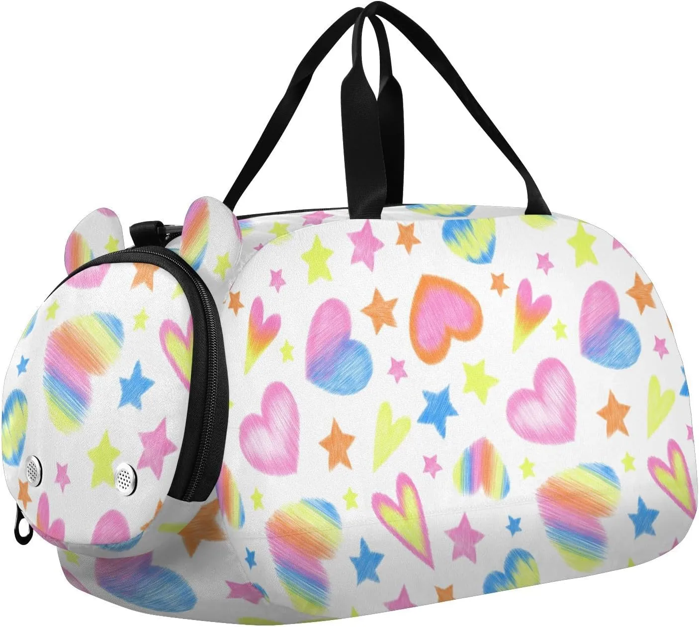 Valentine Romantic Colorful Hearts Star Duffel Bags for Boys Small Gym Bags for Teens Dance Bag for Girls