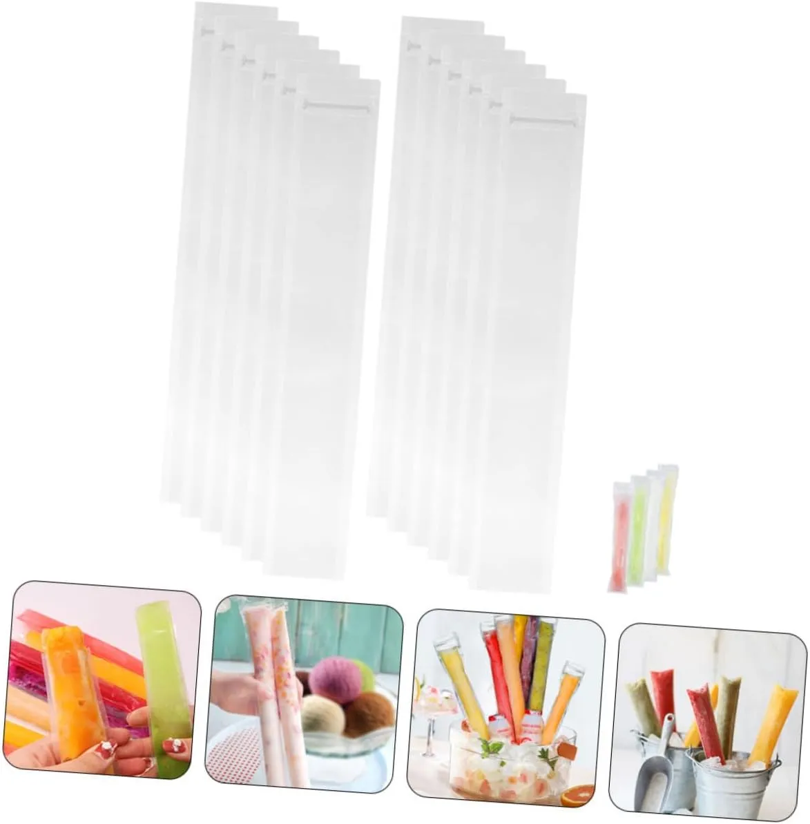 VALICLUD 4sets 50pcs Ice Candy Pouch Bags Self Sealing Ice Sucker Bags Lightweight Portable Design for All Ages Endless Flavor Combinations 50pcs*4