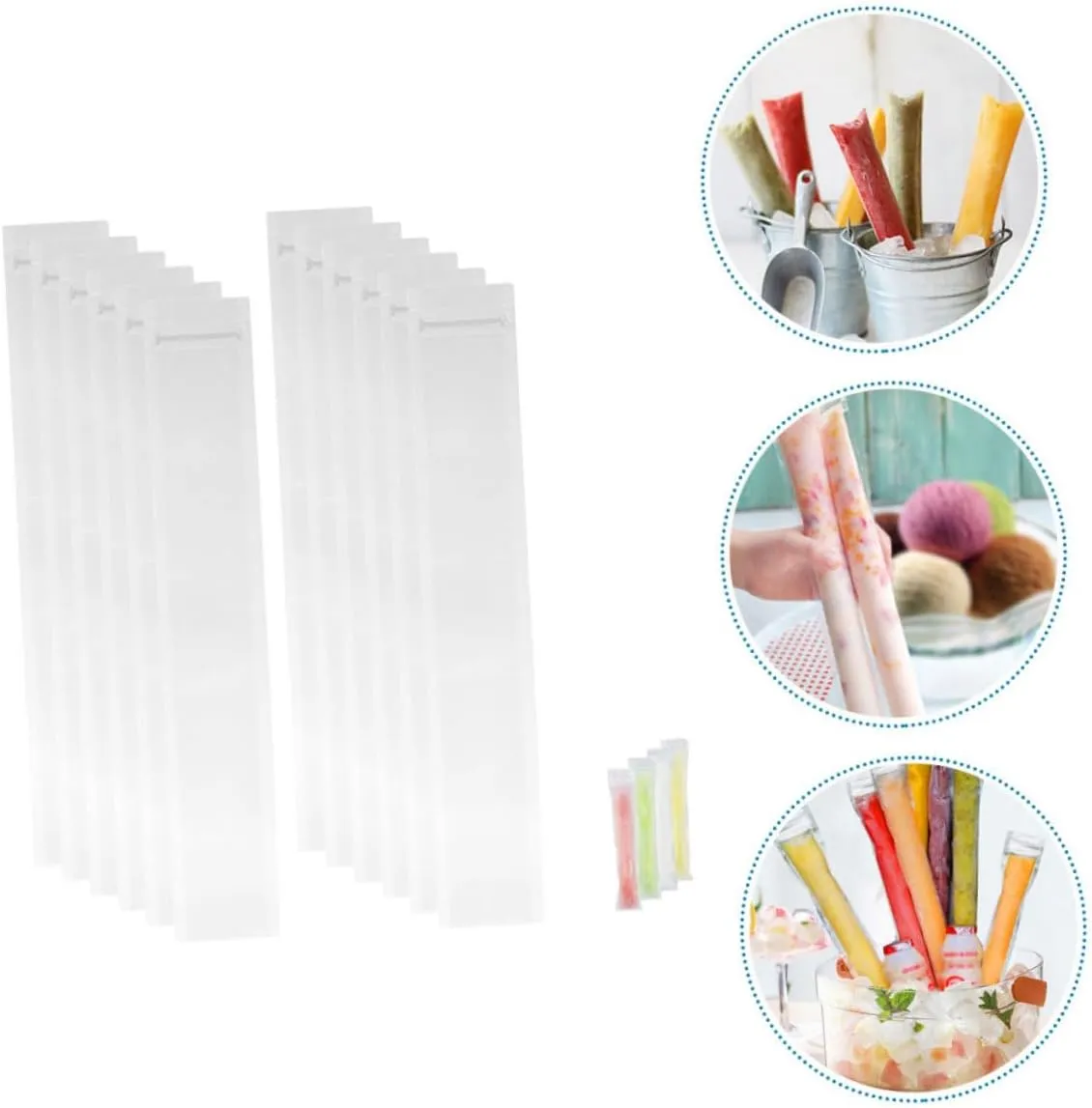 VALICLUD 4sets 50pcs Ice Candy Pouch Bags Self Sealing Ice Sucker Bags Lightweight Portable Design for All Ages Endless Flavor Combinations 50pcs*4