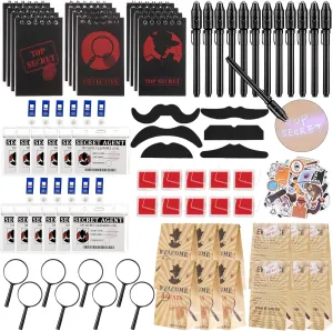 Vanblue 134Pcs Detective Party Favors Spy Kit Escape Room Birthday Party Decorations Supplies Invisible Ink Pen Magnifying Glass Gift for Kids Treat Bags Stuffers Pinata Filler Classroom Prizes