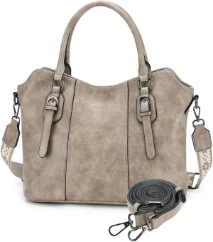 VASCHY Hobo Bags for Women, Vegan Leather Top Handle Satchel Shoulder Purse Handbag Purse with Crossbody Guitar Strap
