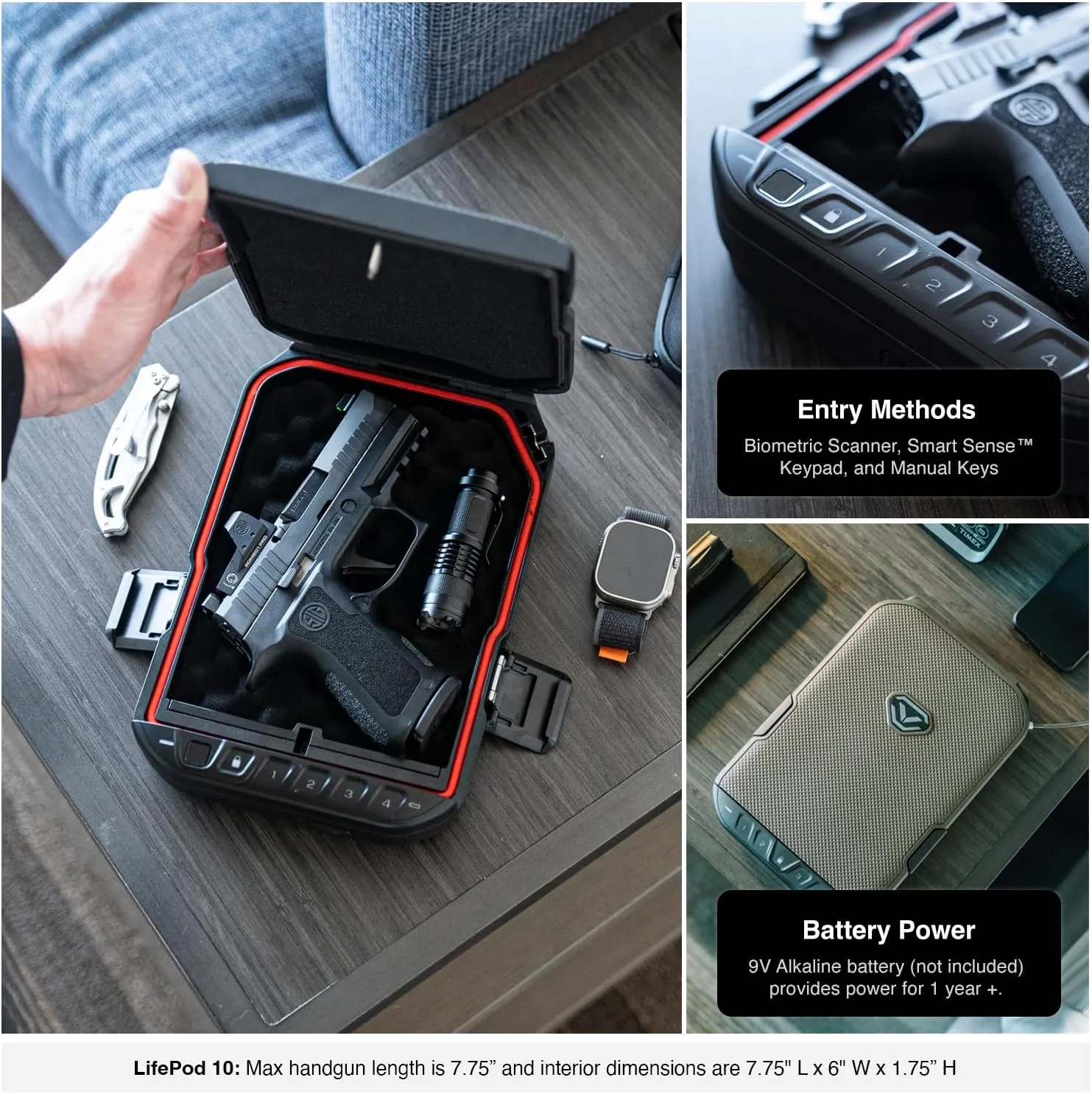 Vaultek LifePod 1.0 Biometric | Secure Waterproof Travel Case & Rugged Biometric Lock Box | Fingerprint Scanner, Backlit Keypad, 4‑Digit Code, Anti‑Impact Latch | Signature Series Kit