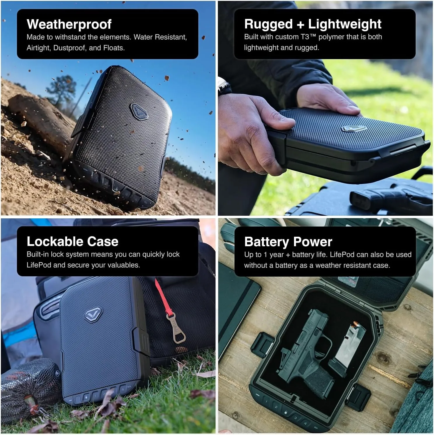 Vaultek LifePod 1.0 Biometric | Secure Waterproof Travel Case & Rugged Biometric Lock Box | Fingerprint Scanner, Backlit Keypad, 4‑Digit Code, Anti‑Impact Latch | Signature Series Kit