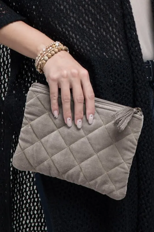 Velvet Metallic Quilted Pouch