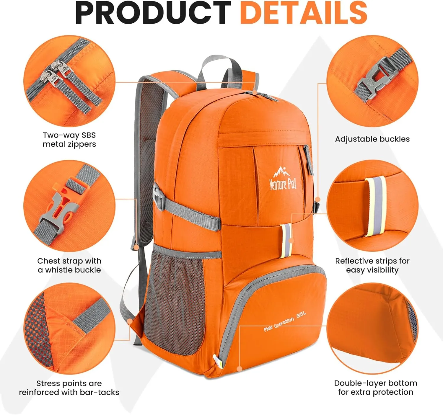 Venture Pal 35L Ultralight Lightweight Packable Foldable Travel Camping Hiking Outdoor Sports Backpack Daypack