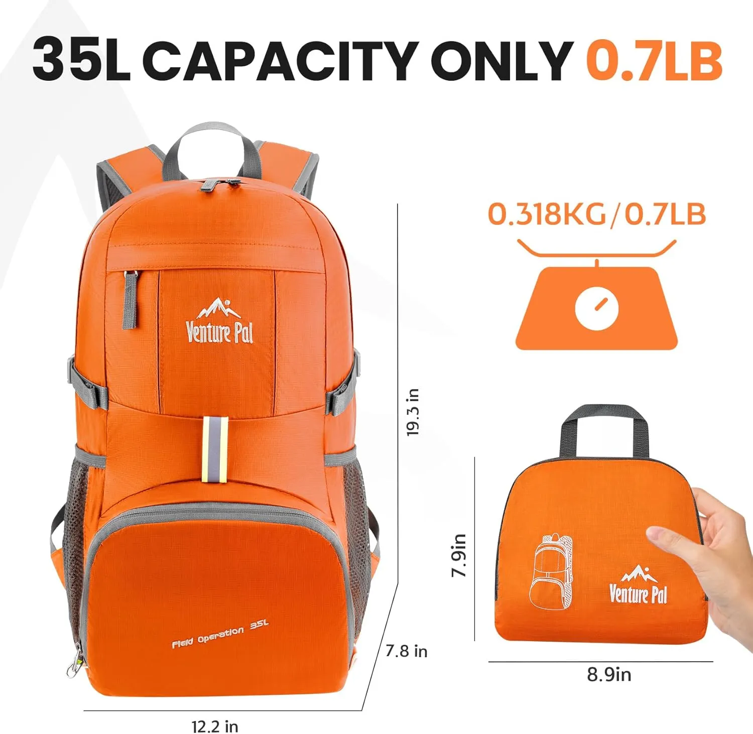 Venture Pal 35L Ultralight Lightweight Packable Foldable Travel Camping Hiking Outdoor Sports Backpack Daypack