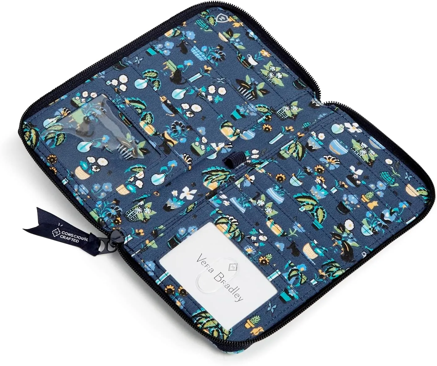 Vera Bradley Women's Cotton Deluxe Travel Wallet With RFID Protection, Dreamer Paisley - Recycled Cotton, One Size