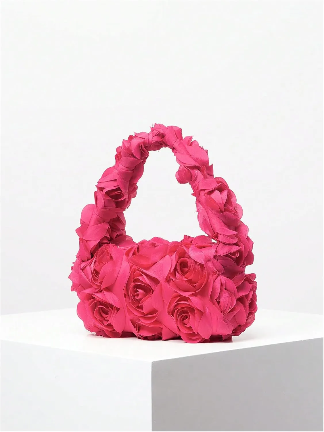Verdusa Women's 3D Flower Clutch Handbags Rose Evening Purse Top Handle Bags
