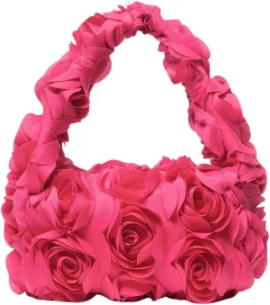 Verdusa Women's 3D Flower Clutch Handbags Rose Evening Purse Top Handle Bags
