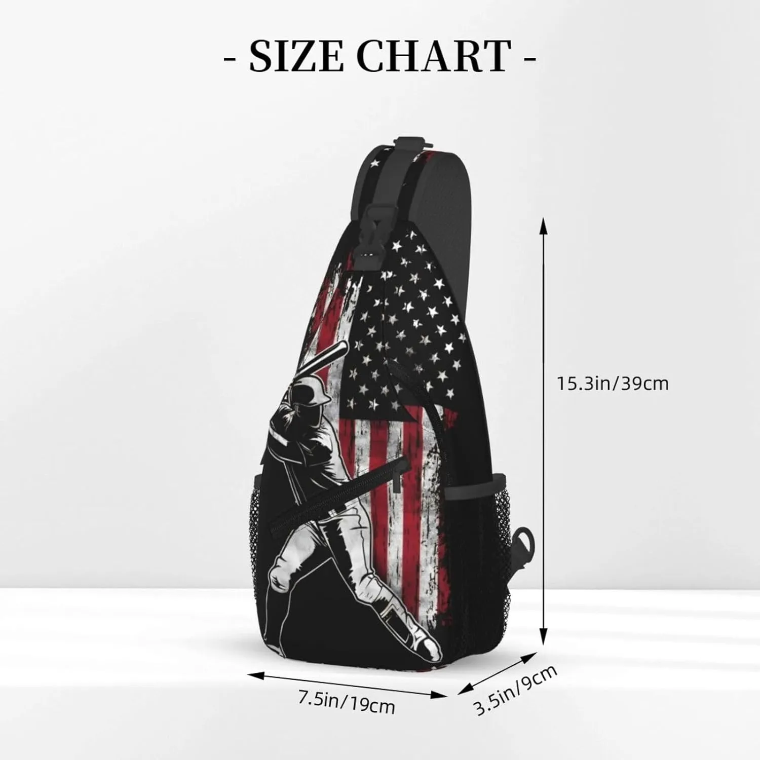 Vintage American Flag Baseball Player Chest Bags Crossbody Sling Bag Shoulder Bag Travel Hiking Daypack For Men Women