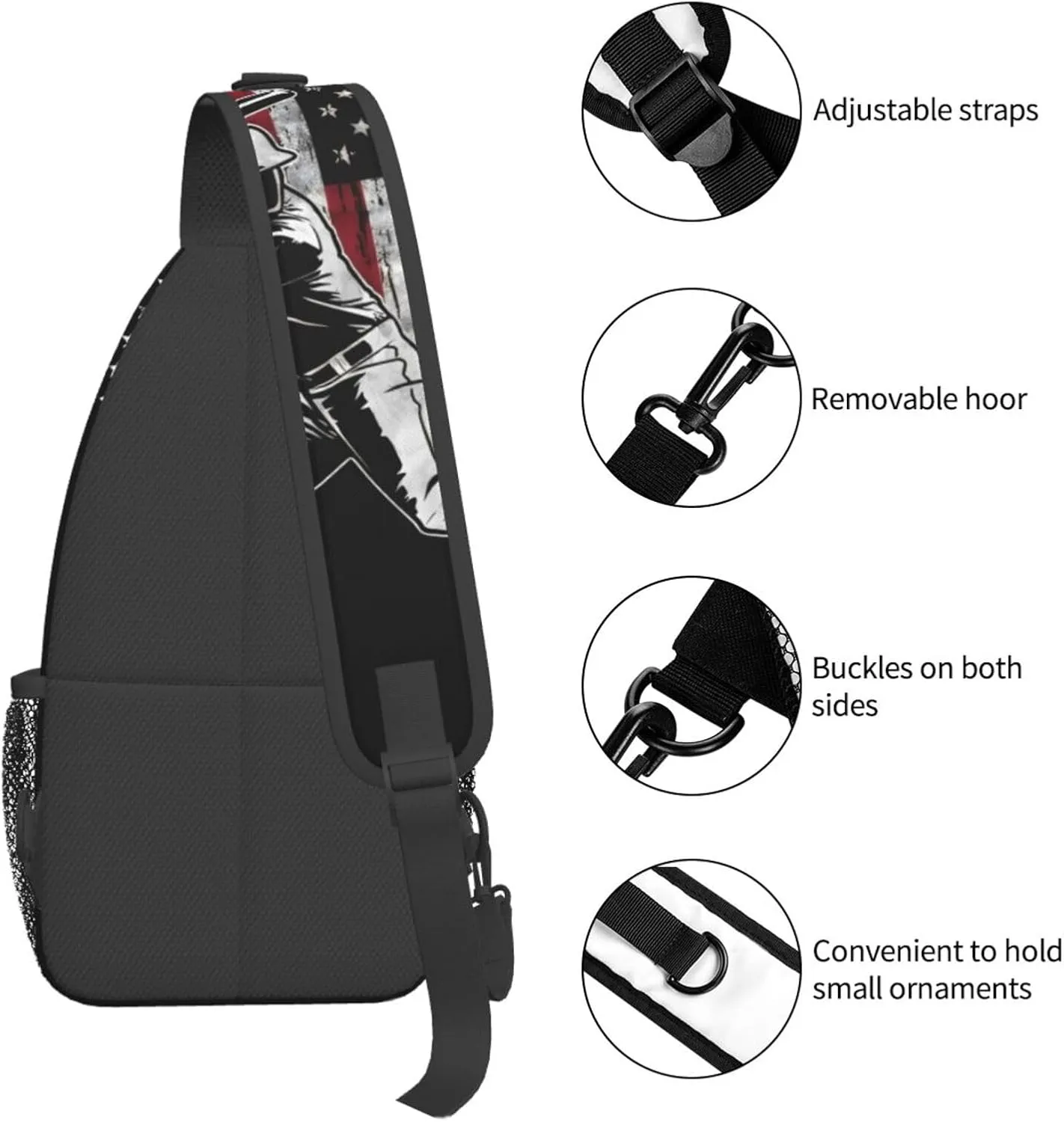 Vintage American Flag Baseball Player Chest Bags Crossbody Sling Bag Shoulder Bag Travel Hiking Daypack For Men Women
