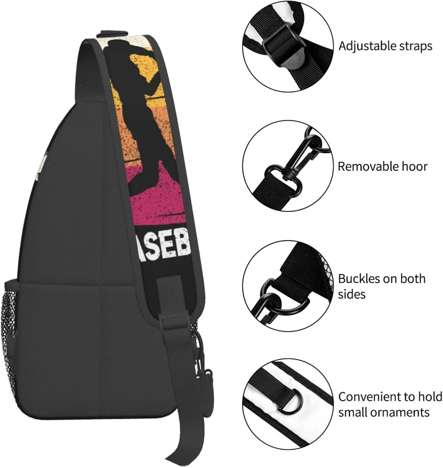 Vintage Baseball Player Chest Bags Crossbody Sling Bag Shoulder Bag Travel Hiking Daypack For Men Women