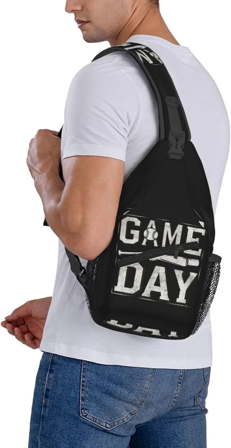 vintage Game Day Baseball Chest Bags Crossbody Sling Bag Shoulder Bag Travel Hiking Daypack For Men Women