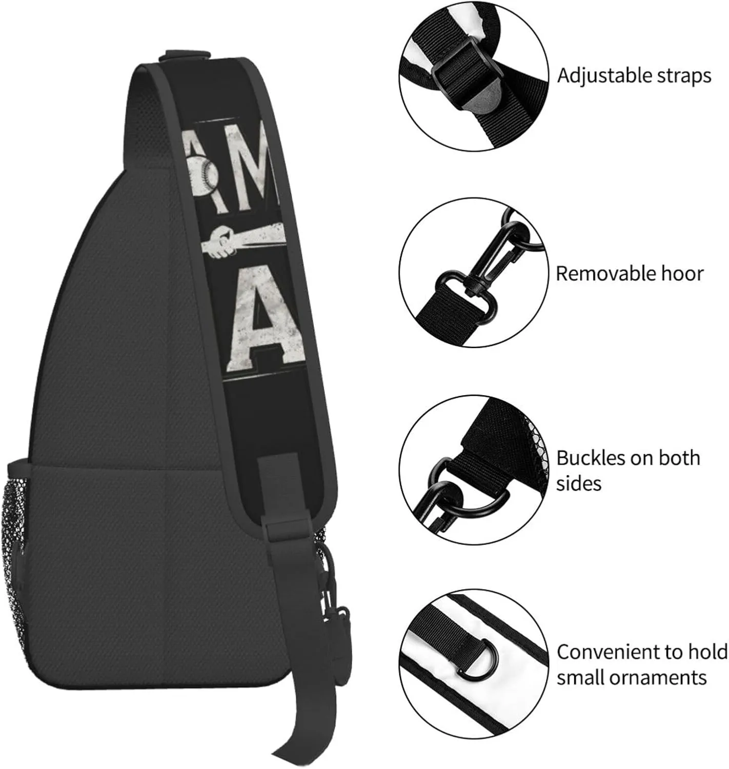 vintage Game Day Baseball Chest Bags Crossbody Sling Bag Shoulder Bag Travel Hiking Daypack For Men Women