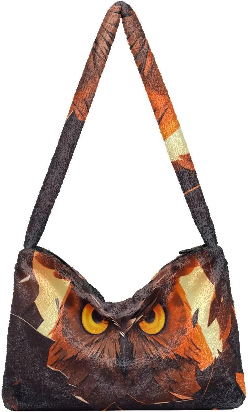 Vintage Scratch Sea Star Womens Handbags Shoulder Bag, Plush Handbag, Autumn Handbags