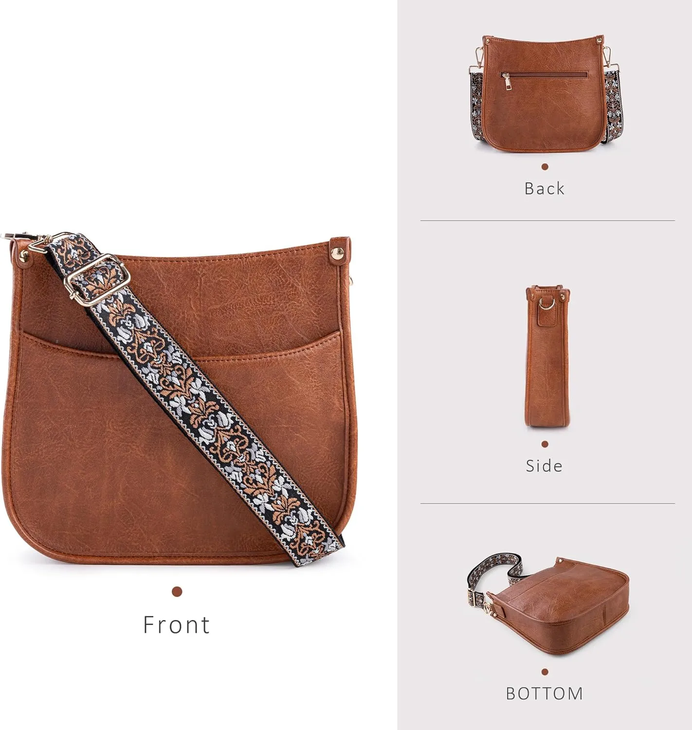 Viva Terry Vegan Leather Crossbody Fashion Shoulder Bag Purse with Adjustable Strap