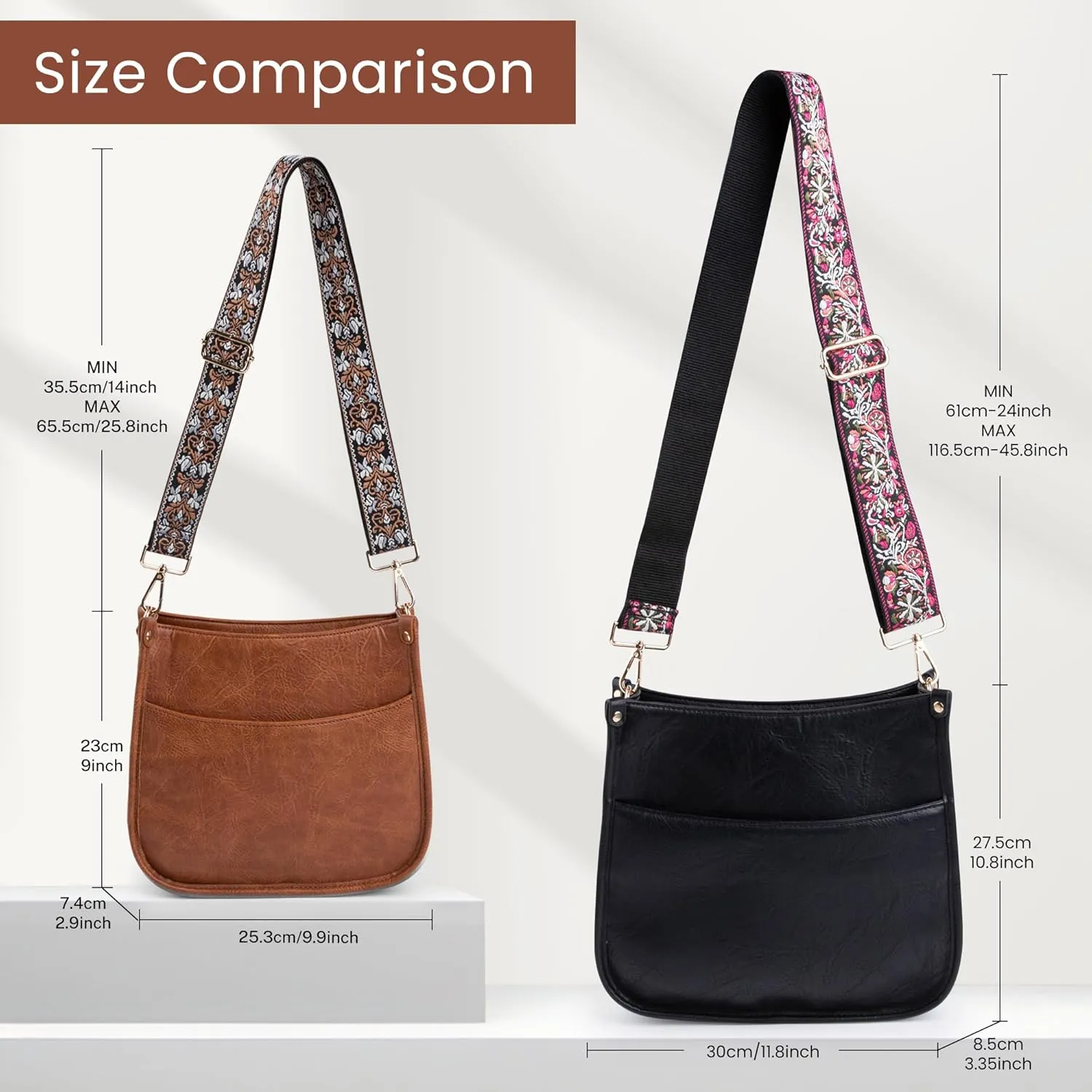 Viva Terry Vegan Leather Crossbody Fashion Shoulder Bag Purse with Adjustable Strap