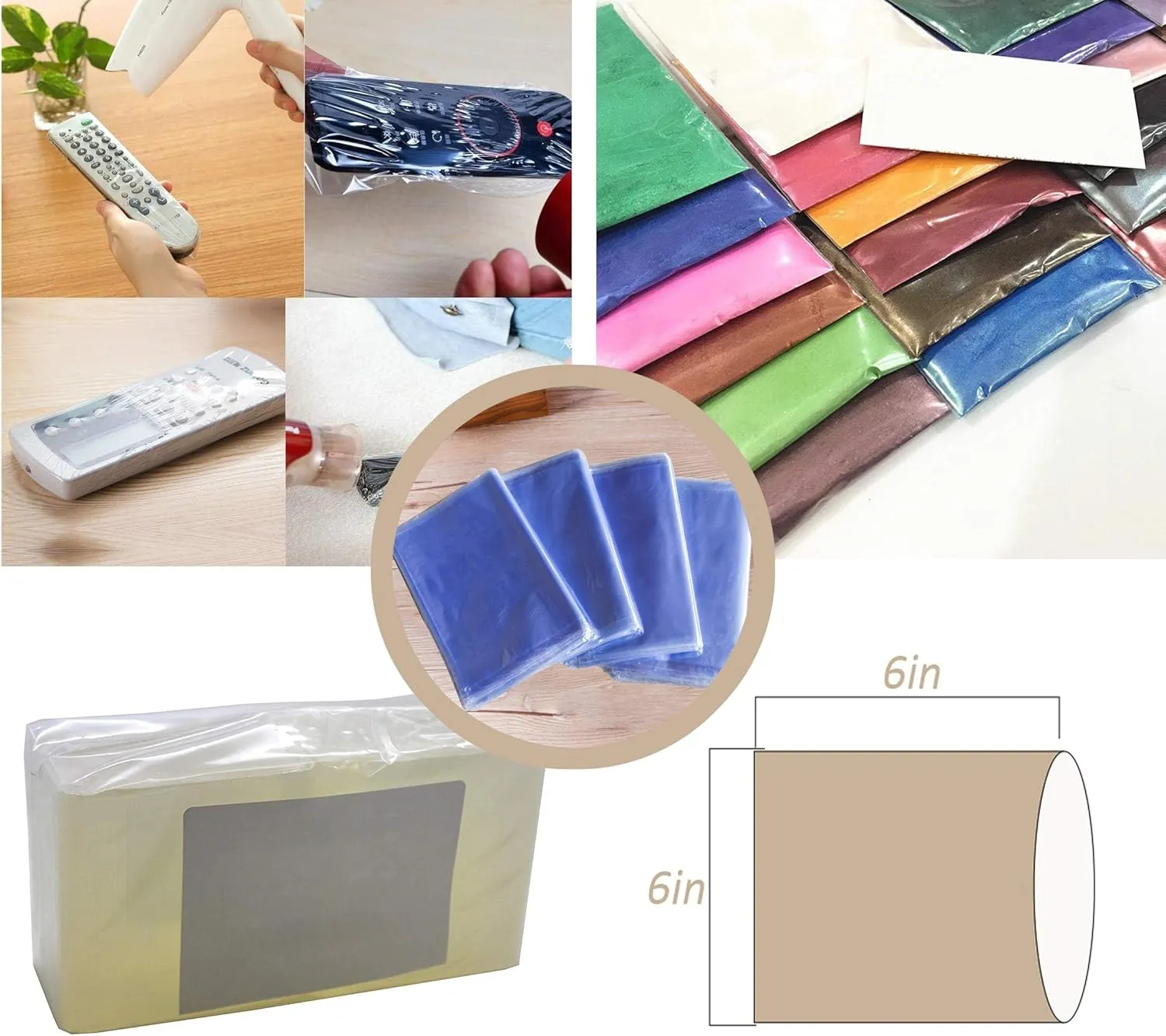 Voulosimi Soap molds kit-2 Pcs 42 oz Loaf Flexible Rectangular Silicone Soap Mold with Wood Box, 100 Pcs 6 x 6 inch Shrink Wrap Bags