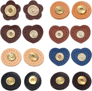 WADORN 8 Sets 6 Colors PU Leather Snap Buckle for Purses 3 Styles Round Bag Fastener Clasp 24mm 30mm 31mm Sewing Button with Storage Box for Tote Bag Handbag Purses Bag Craft DIY