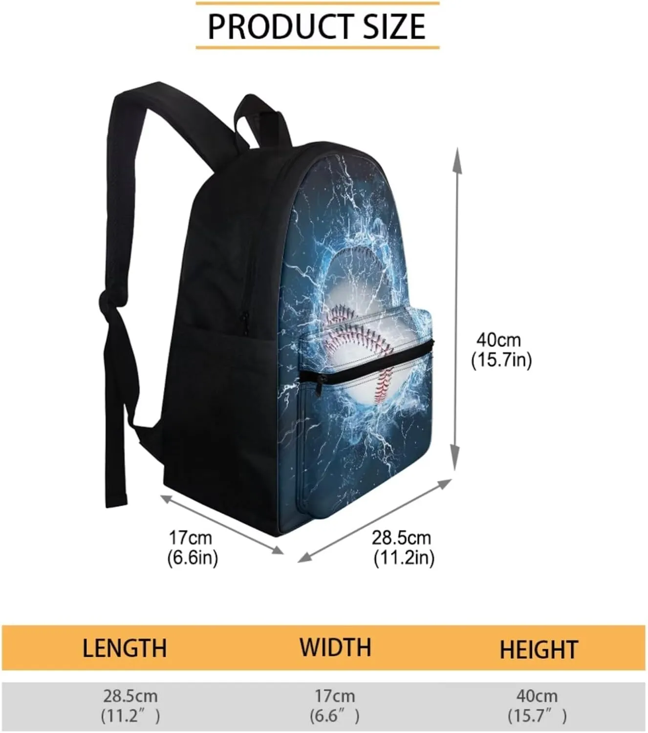Water Baseball Backpack Lunch Bag for Boys Kids School Bags Set,Kindergarten/Primary/Elementary School Bookbag Insulated Lunch Box Pencil Case Book Bag for Teens 8-10/10-12/12-14 Years Old