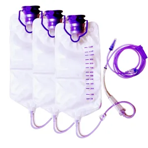 Water Drip Bags,1200ml Nutrition Bag with Large Bore & Tube, 3 Pcs