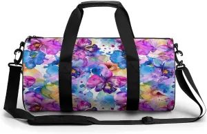 Watercolor Orchid Floral Large Gym Bag Novelty Lightweight Duffel Bag Travel Tote Bags