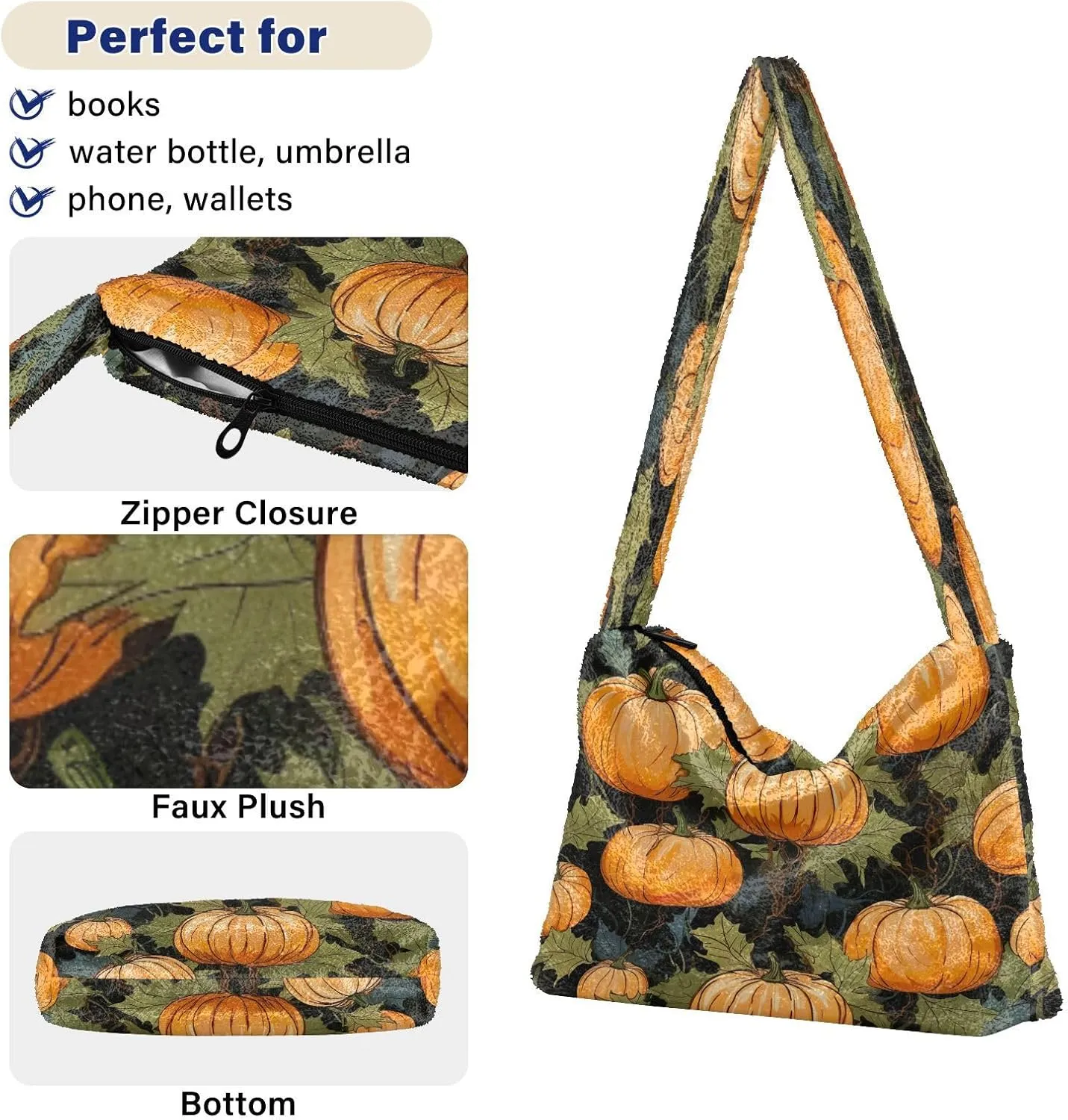Watercolor with Cactus and Flowers Women Shoulder Bags, Tote Shoulder Bag with Zipper for Women, Autumn Handbags