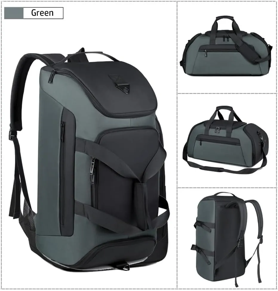 Waterproof Gym Bags for Men Women Lightweight Sports Workout Bag with Shoe Compartment Wet Pockets Carry on Garment Duffle Bags for Travel Weekender Overnight Bag （Green）