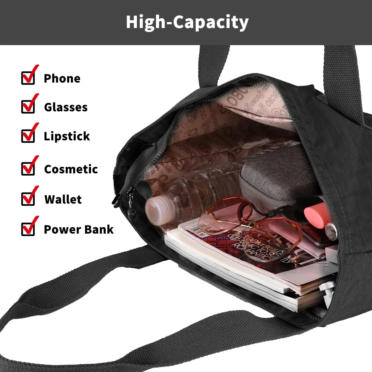 Waterproof Tote Bag for Women Work Travel Shoulder Purse with Zipper Lightweight 15.6 Inch Computer Briefcase Bag