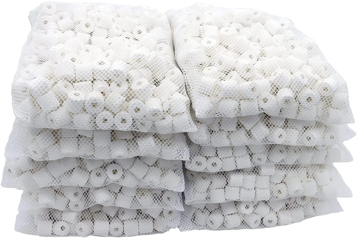 Wave Point Bio Ceramic Rings Aquarium Filter Media with Free Mesh Bag for Freshwater Saltwater Fish Tank Pond Shrimp Canister Filter (10 lbs (10 Bags))