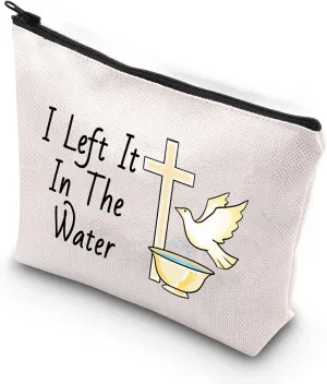 WCGXKO Adult Woman Baptism Gift Baptized I Left It In The Water Zipper Pouch Makeup Bag (I Left It In The Water)