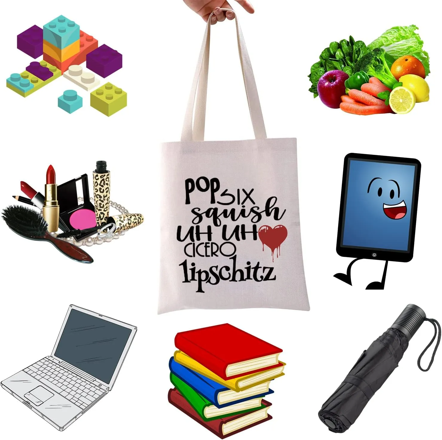 WCGXKO Chicago Musical Inspired Gift Six Squish Uh Uh Cicero Lipschitz Zipper Pouch Cosmetic Bag (POP SIX tote)