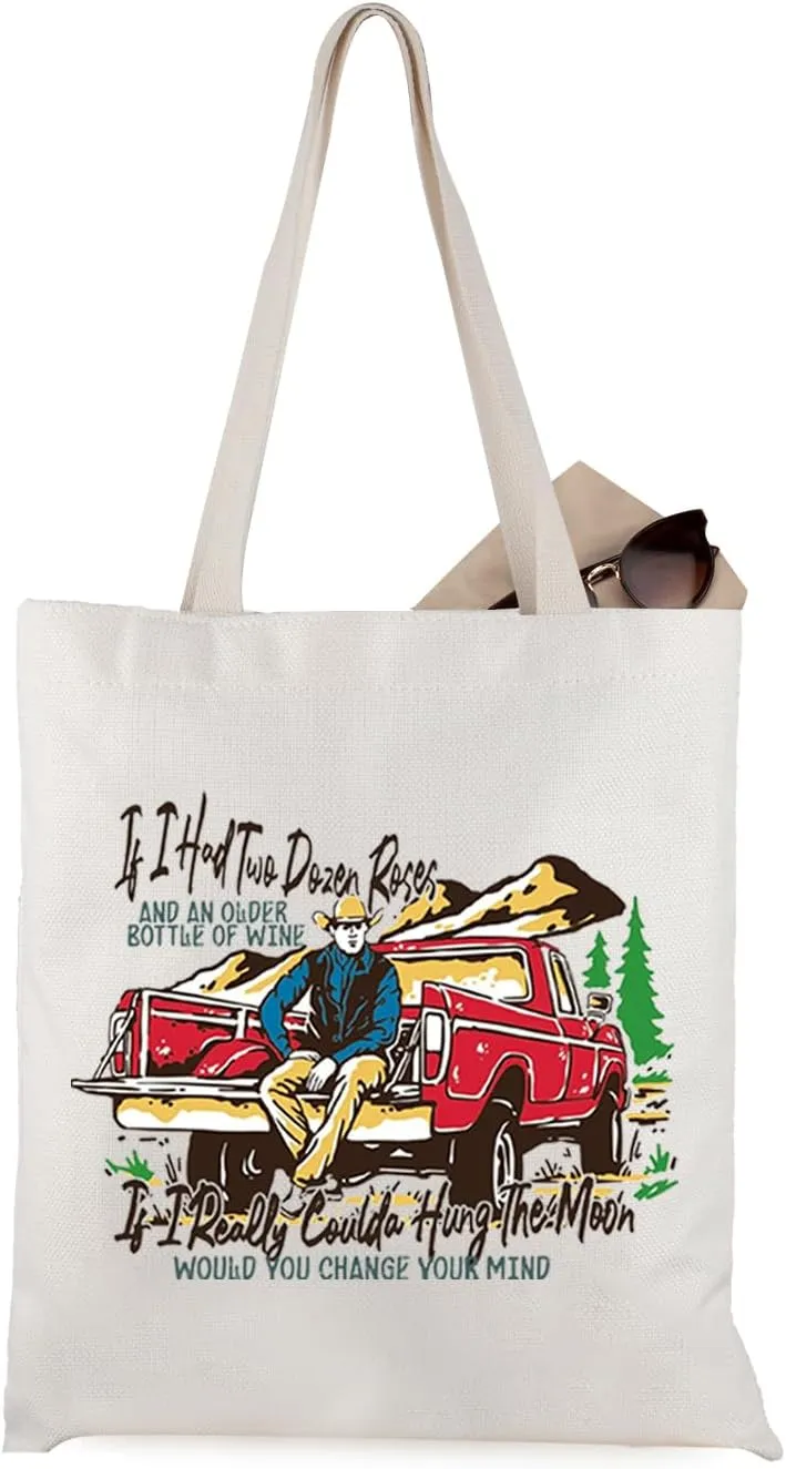 WCGXKO Song Lyrics Inspired Tote Bag Country Music Gift Howdy Cowgirl Gift for Music Lover
