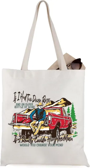 WCGXKO Song Lyrics Inspired Tote Bag Country Music Gift Howdy Cowgirl Gift for Music Lover