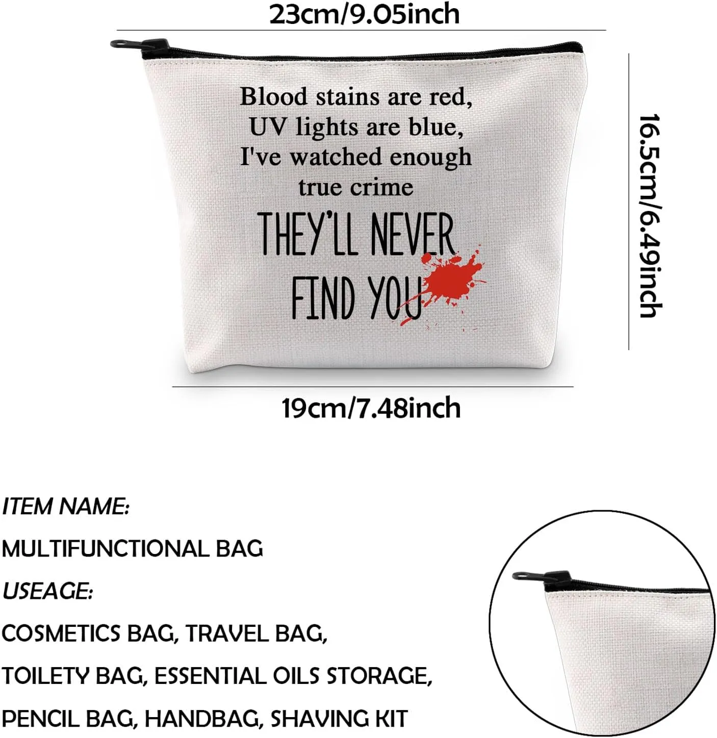 WCGXKO True Crime Gift True Crime Junkie Gift Crime Show Lover Zipper Pouch Makeup Bag (FIND YOU)