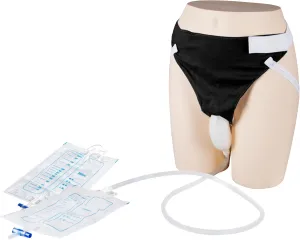 Wearable Urinal Bag with Reusable Silicone Urine Catheter Bag (2000ml & 1000ml), Portable External Urine Collector Bag for Men Black