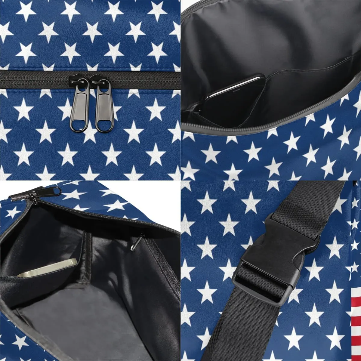 Weekend Bag America Flag Prints Lightweight Carry On Duffel Bag Waterproof Gym Bag Pu Leather Duffle Bag for Workout Travel Sport