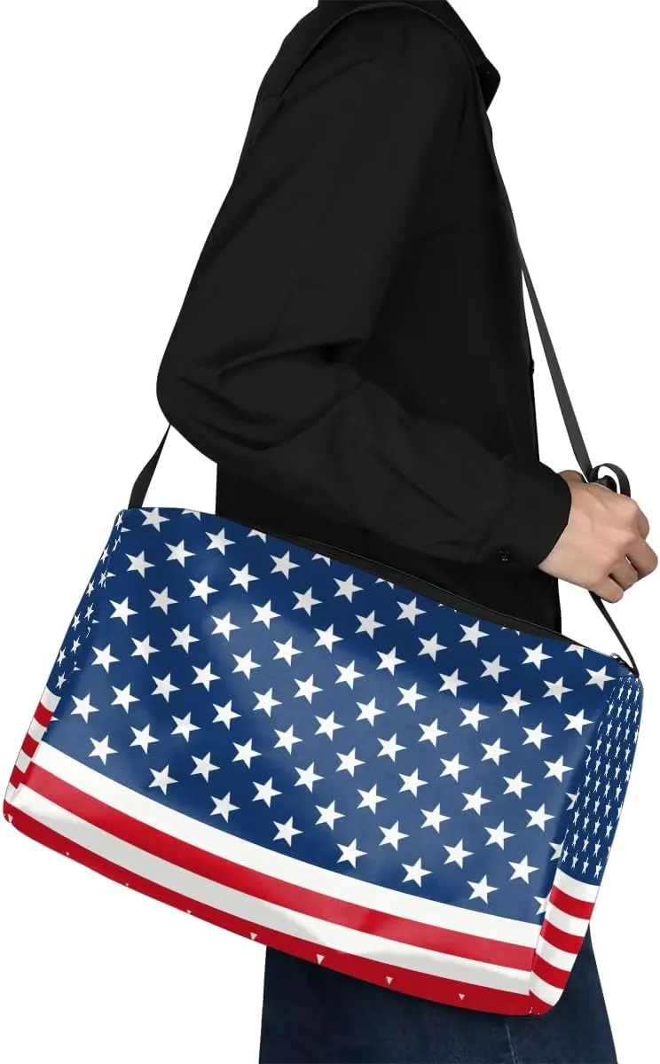 Weekend Bag America Flag Prints Lightweight Carry On Duffel Bag Waterproof Gym Bag Pu Leather Duffle Bag for Workout Travel Sport