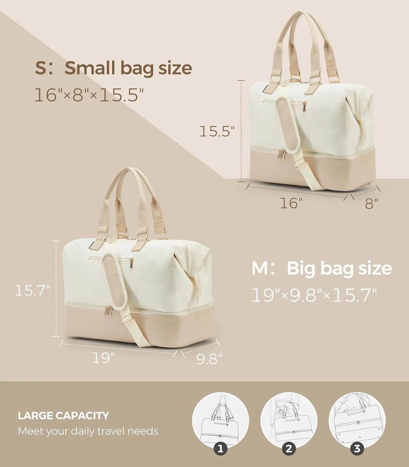 Weekender Bags for Women, Large Travel Duffel Bag with Shoes Compartment, Carry On Overnight Tote Bags with Toiletry Bags, Hospital Bags for Labor and Delivery