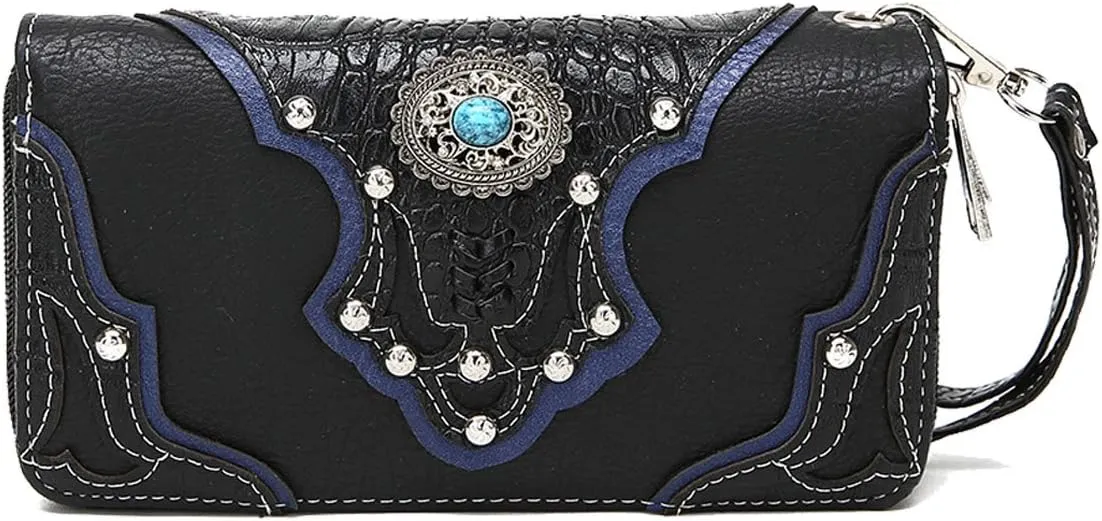 Western Style Cowgirl Woven Fringe Crocodile Gorgeous Purse Conchos Tote Country Women Handbag Shoulder Bags Wallet Set