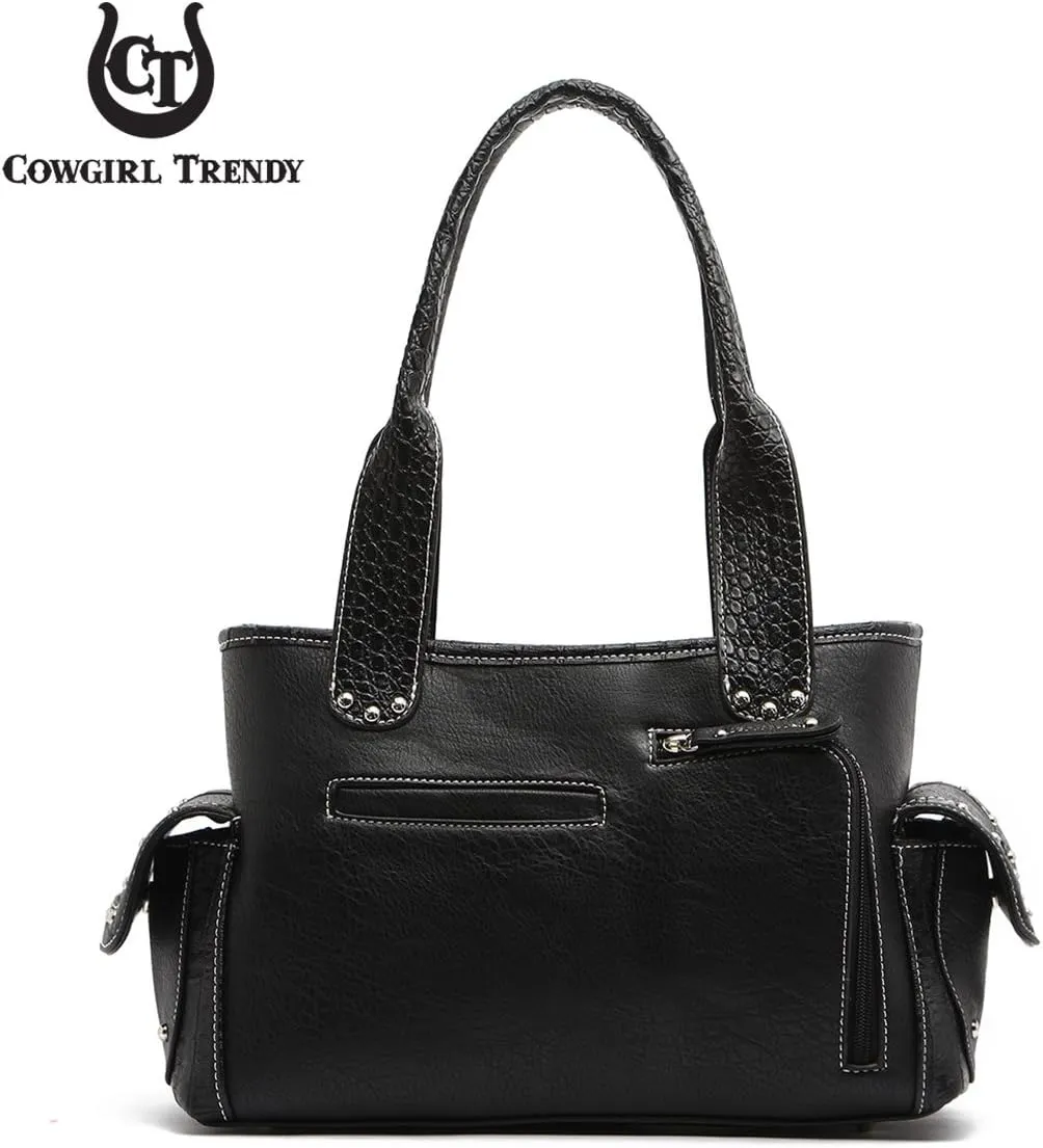 Western Style Cowgirl Woven Fringe Crocodile Gorgeous Purse Conchos Tote Country Women Handbag Shoulder Bags Wallet Set