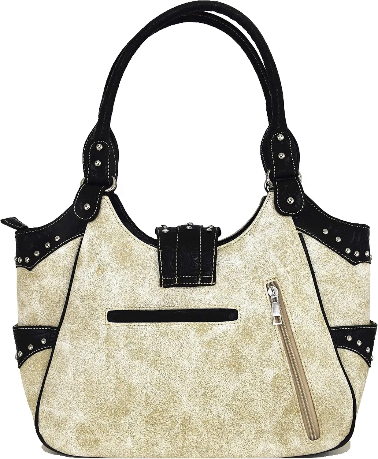 Western Style Tooled Leather Buckle Concealed Carry Purse Country Handbag Women Shoulder Bag Wallet Set