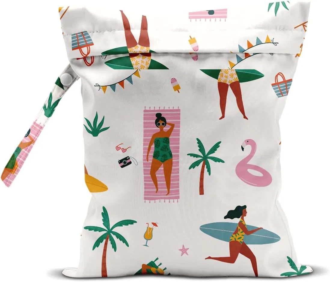 Wet Bag for Swimsuit Pool Travel Baby Cloth Diapers Dirty Yoga Gym Clothes Beach Bags Summer Gifts for Women Men Beach Vacation Essentials Costal Waterproof Wet Dry Bag Travel Laundry Bags